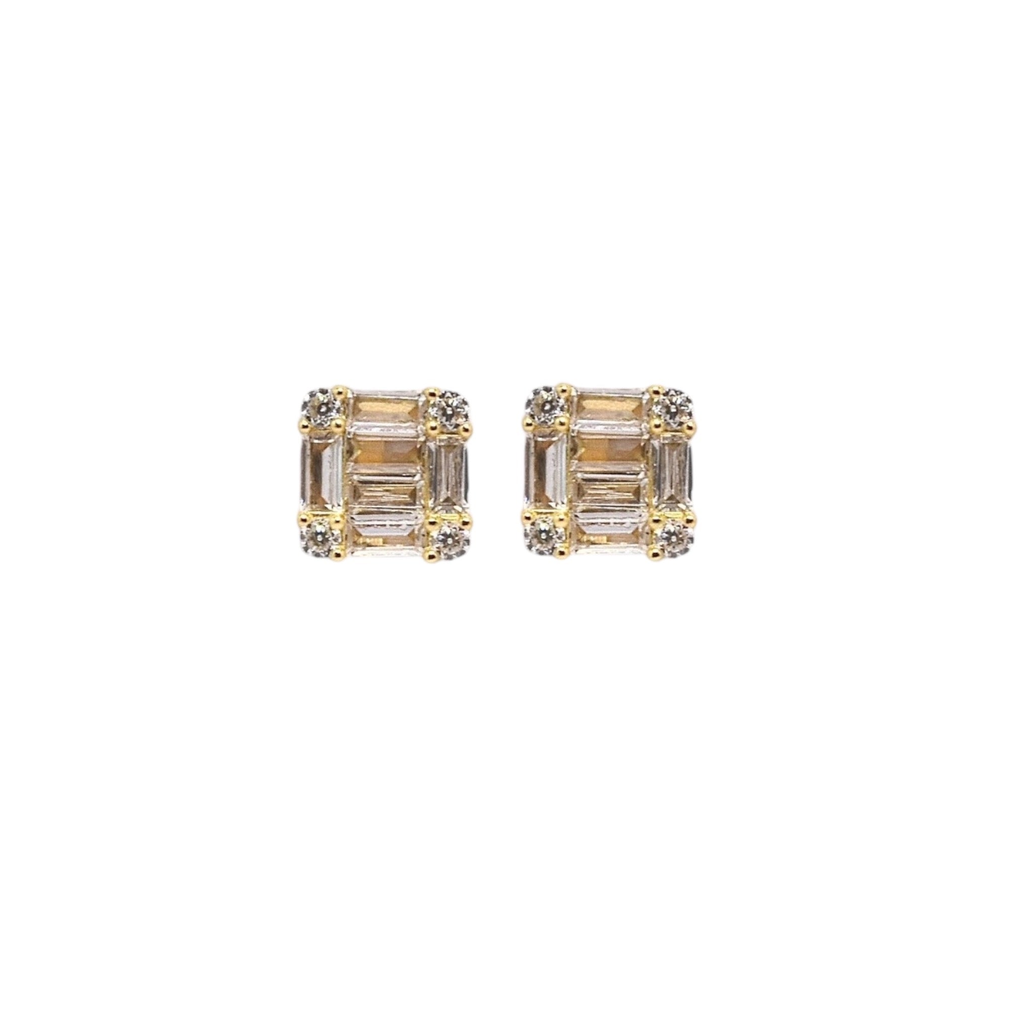 92.5 Silver Gold Plated Cushion Cut Studs