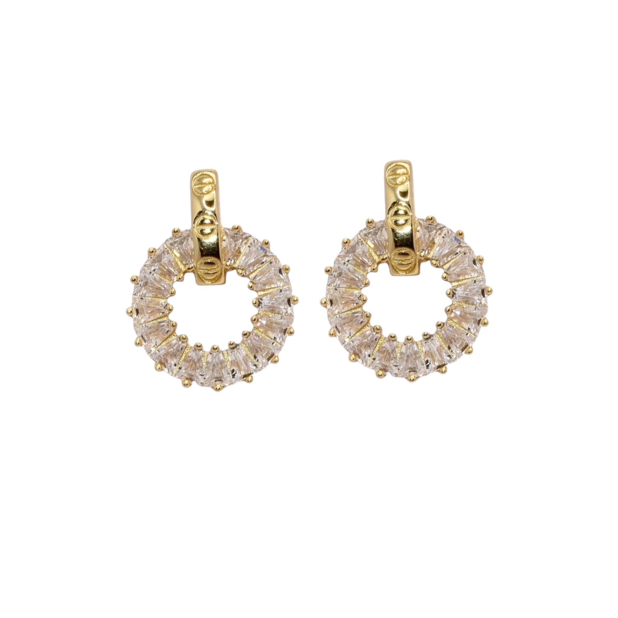 92.5 Silver Gold Plated Round Shape Studs