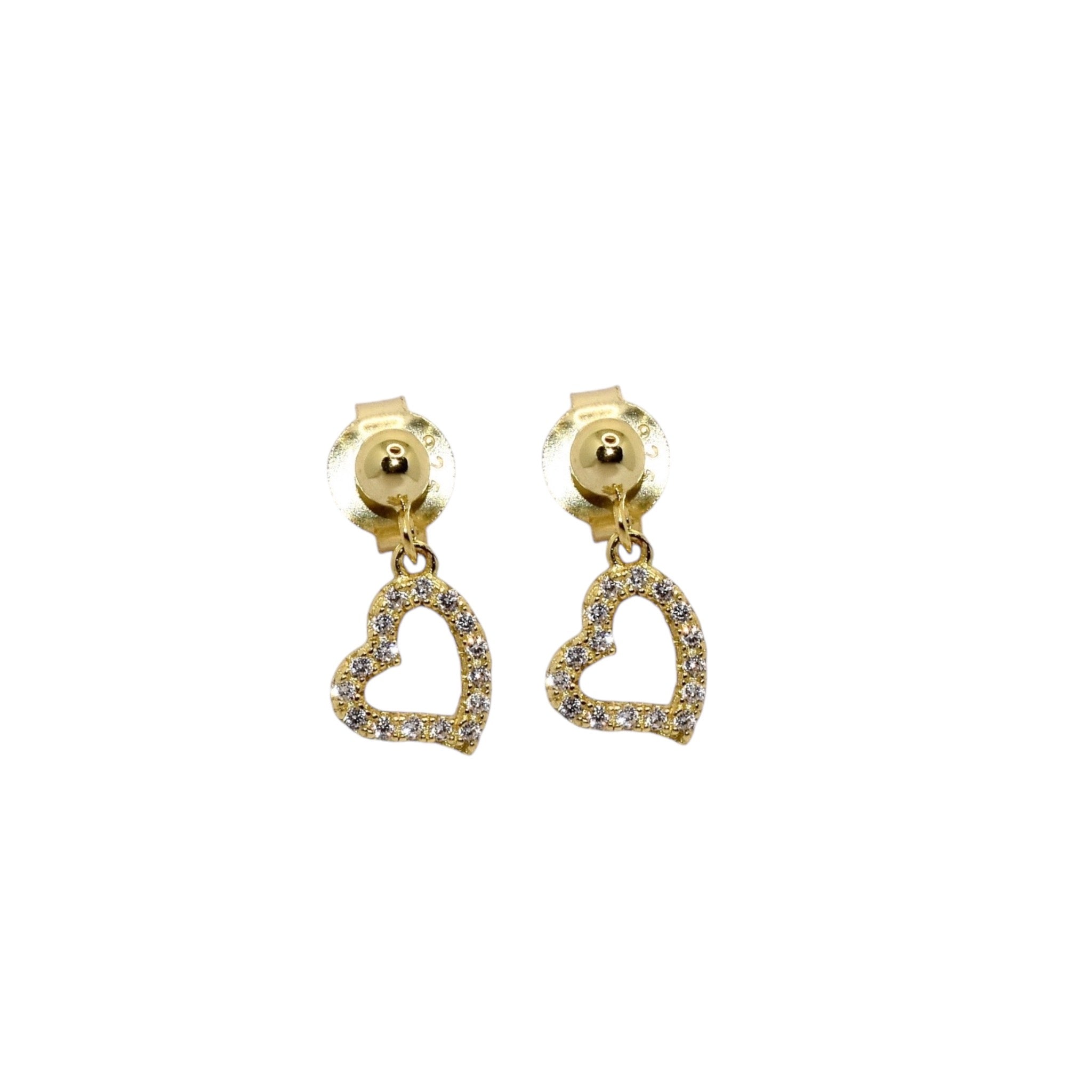 92.5 Silver Gold Plated Heart Shape Studs