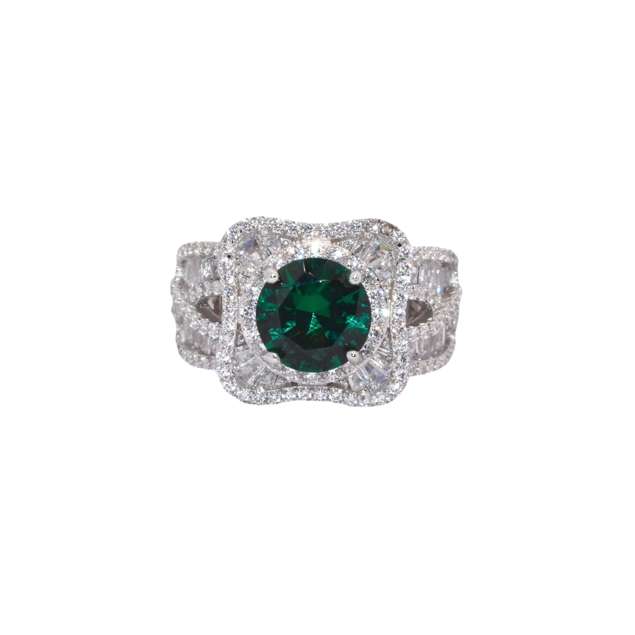 Emerald Coloured Solitaire Ring