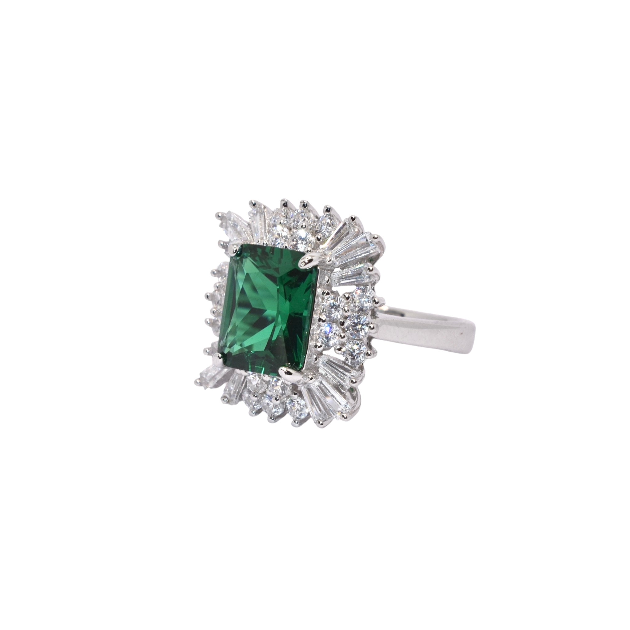 Emerald Coloured Solitaire Ring