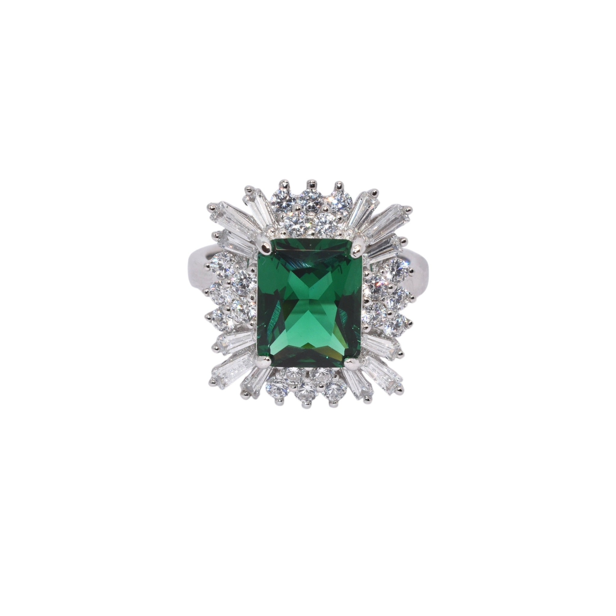 Emerald Coloured Solitaire Ring