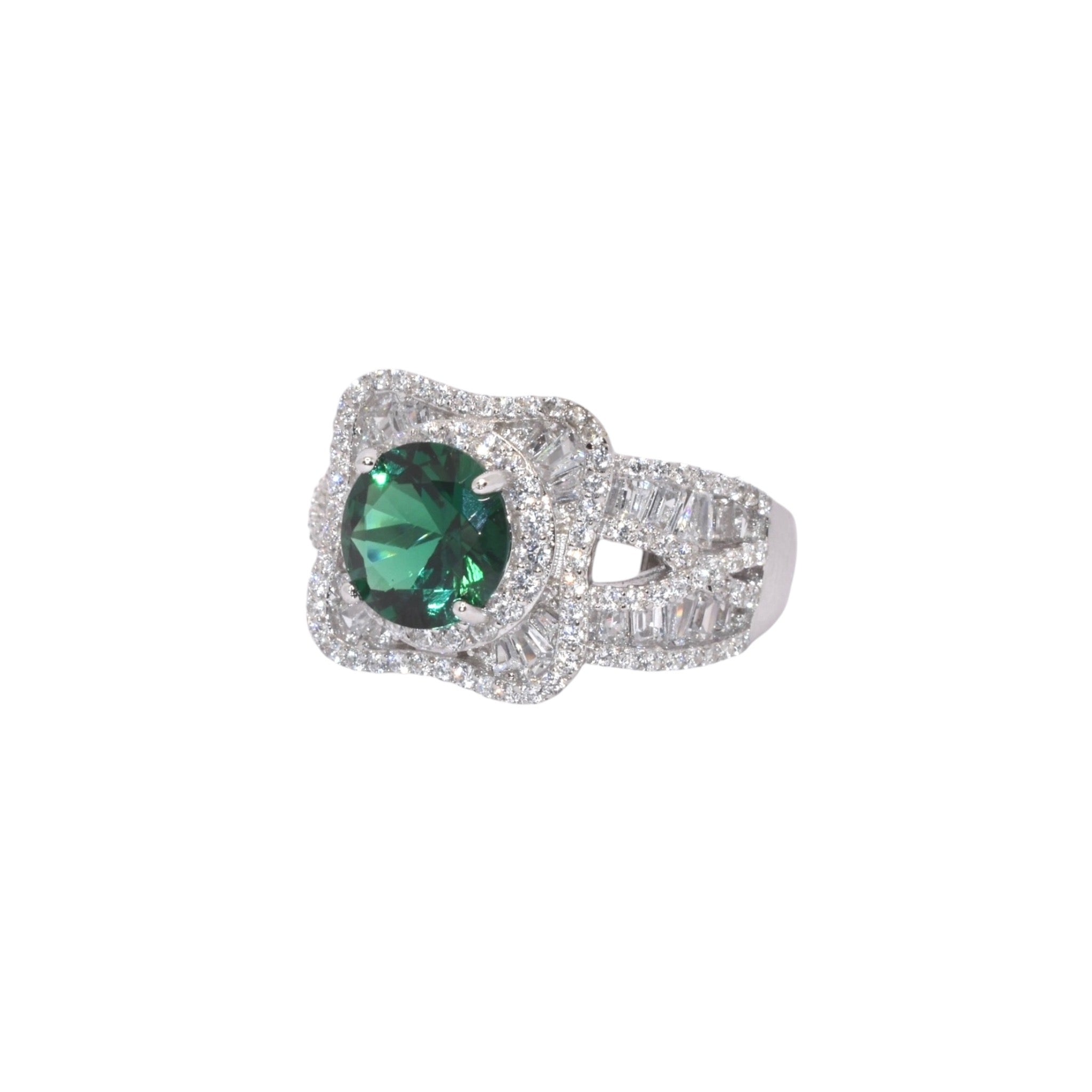 Emerald Coloured Solitaire Ring