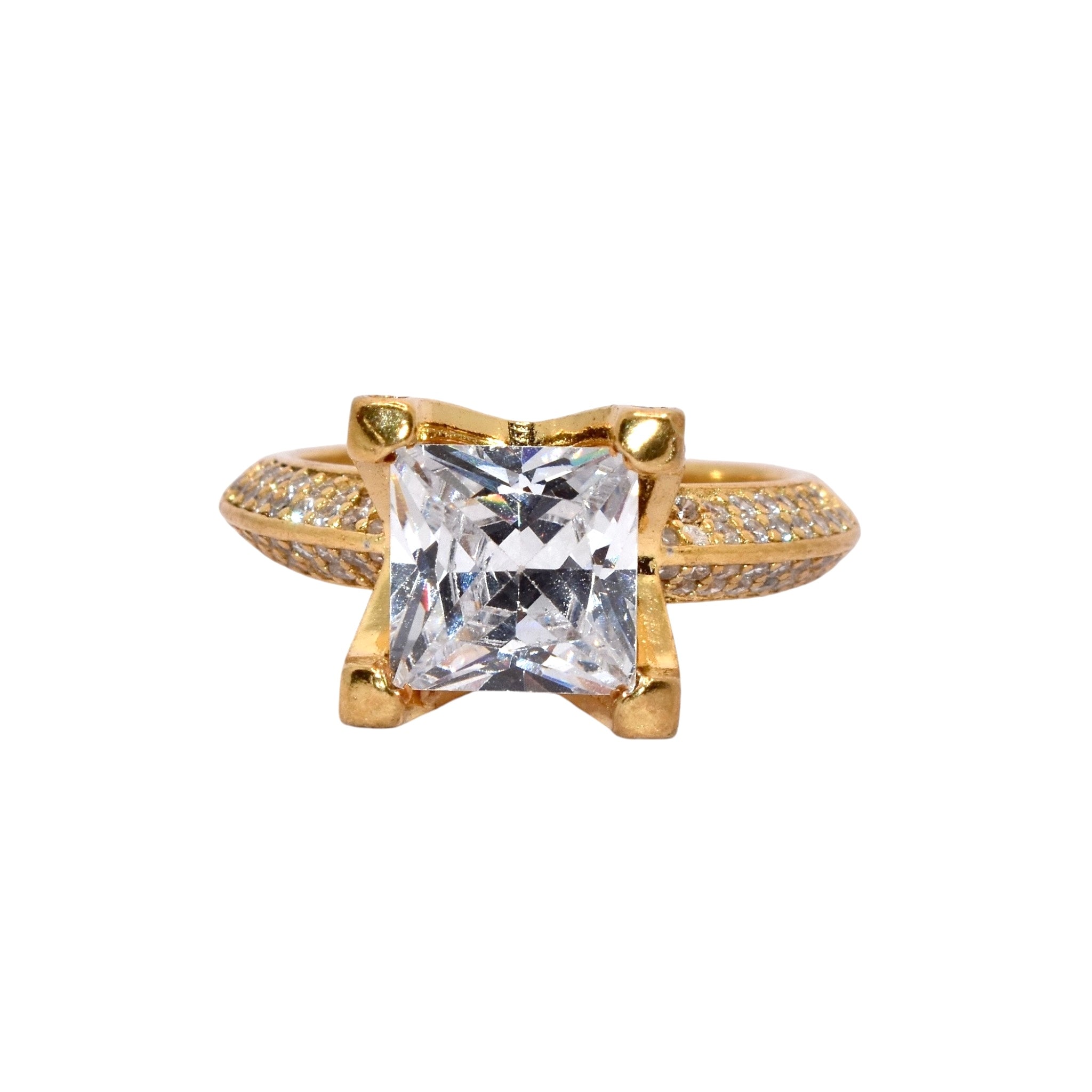 Gold Plating Cushion Cut Ring