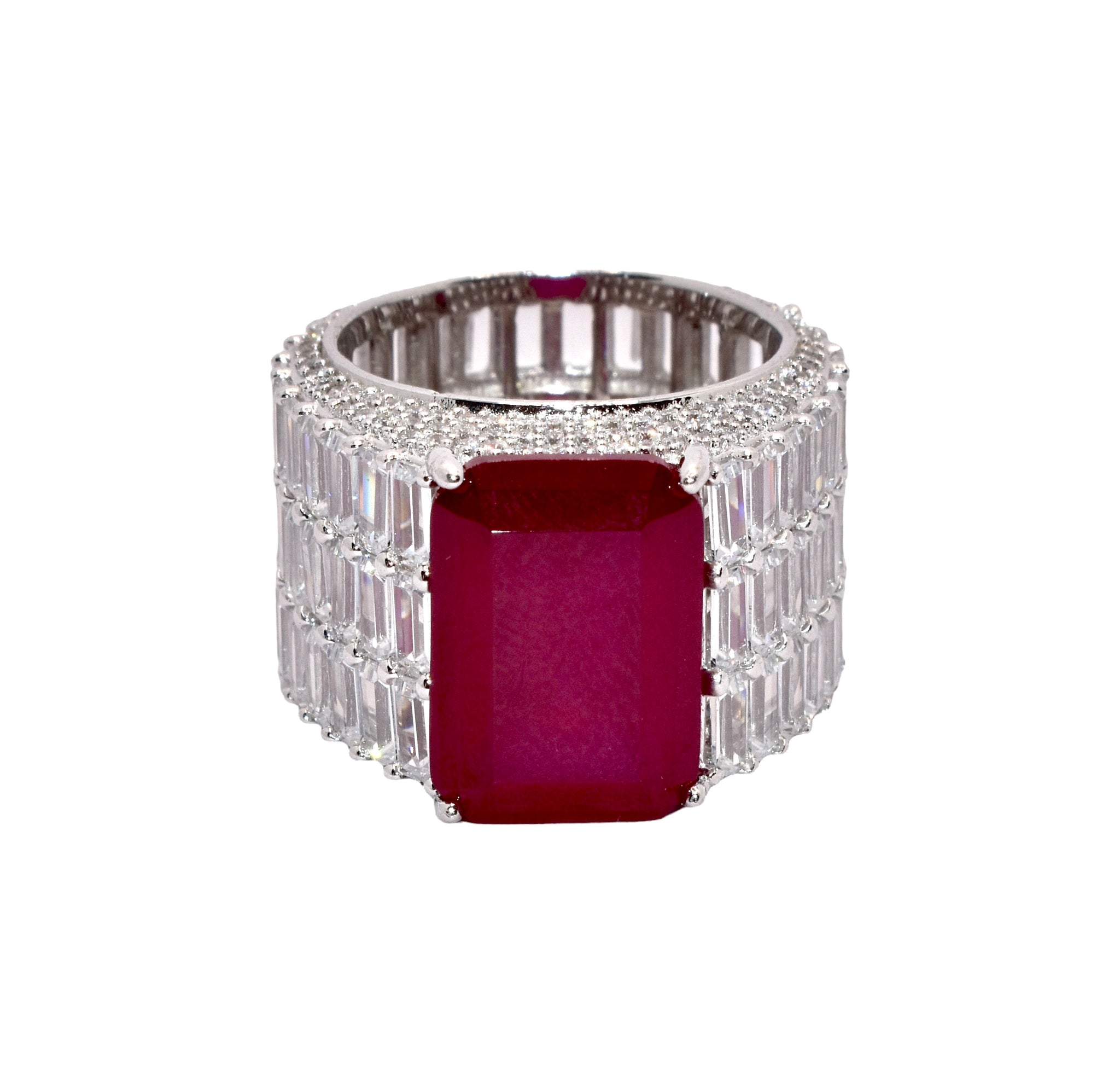 Ruby Emerald Cut Baguette Ring