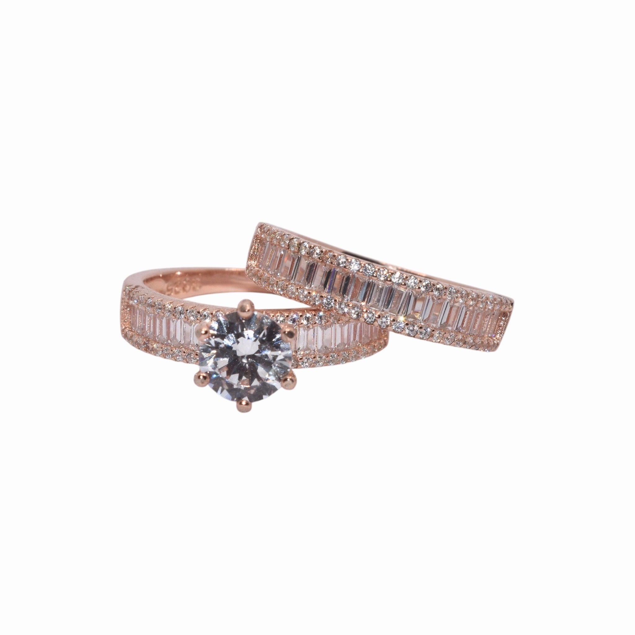 Rose Gold  Dual Set Solitare Ring