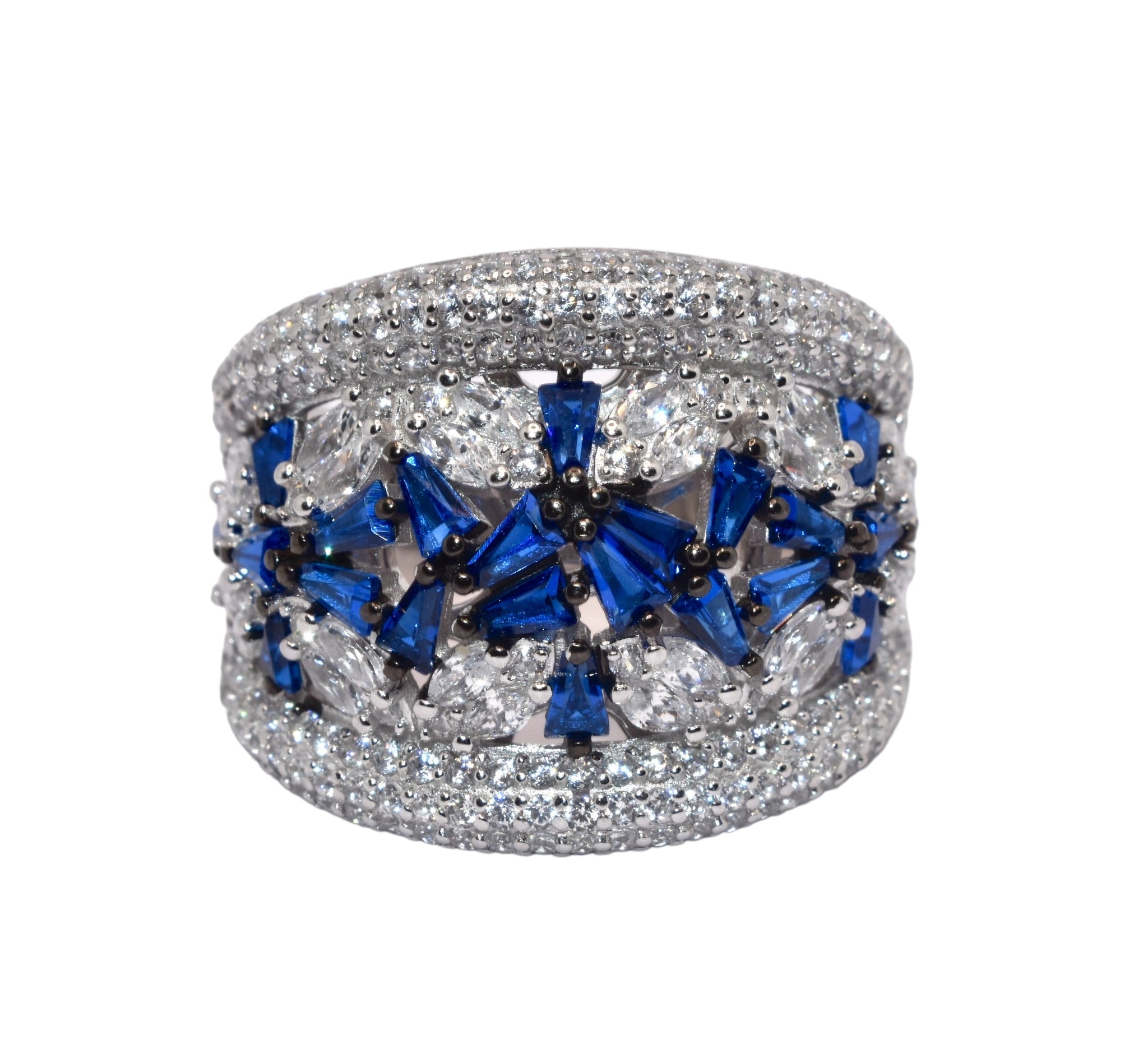 Adjustable Sapphire Coloured Cocktail Ring