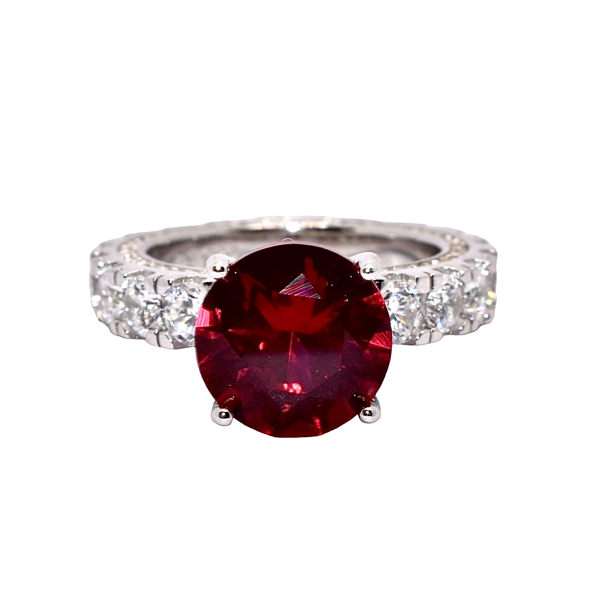 Ruby Coloured Solitaire Ring