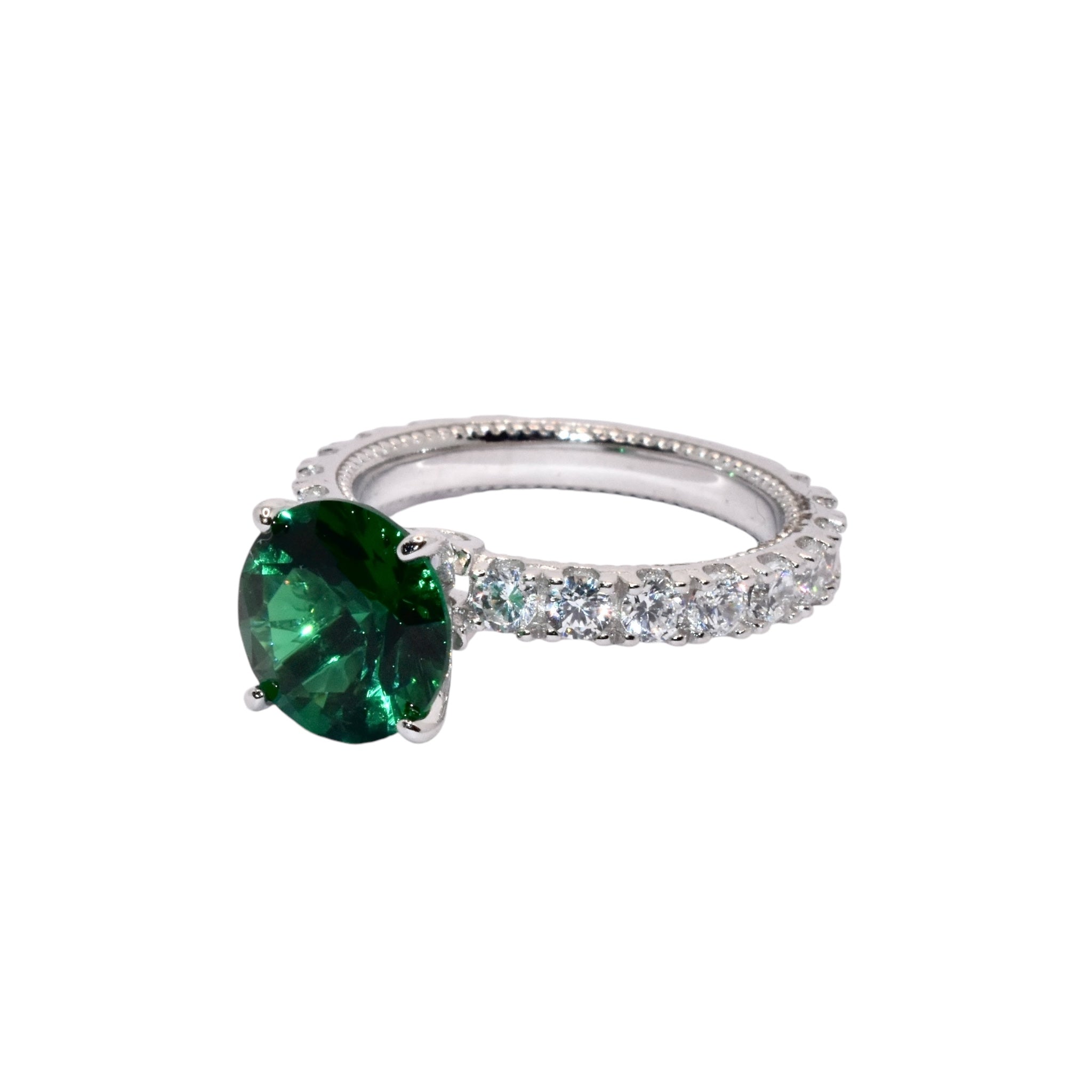 Emerald Coloured Solitaire Ring