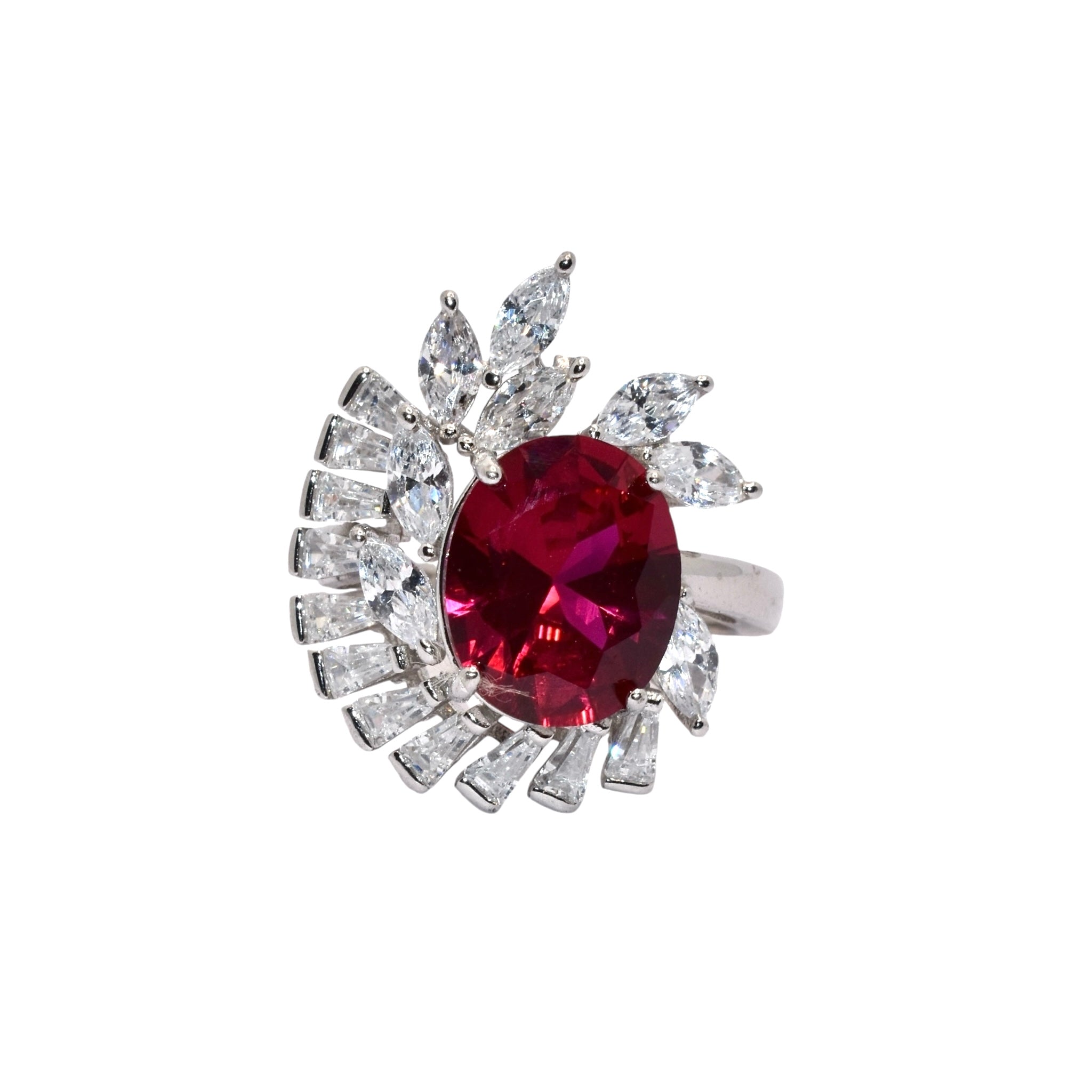 Ruby Coloured Oval Shape Ring