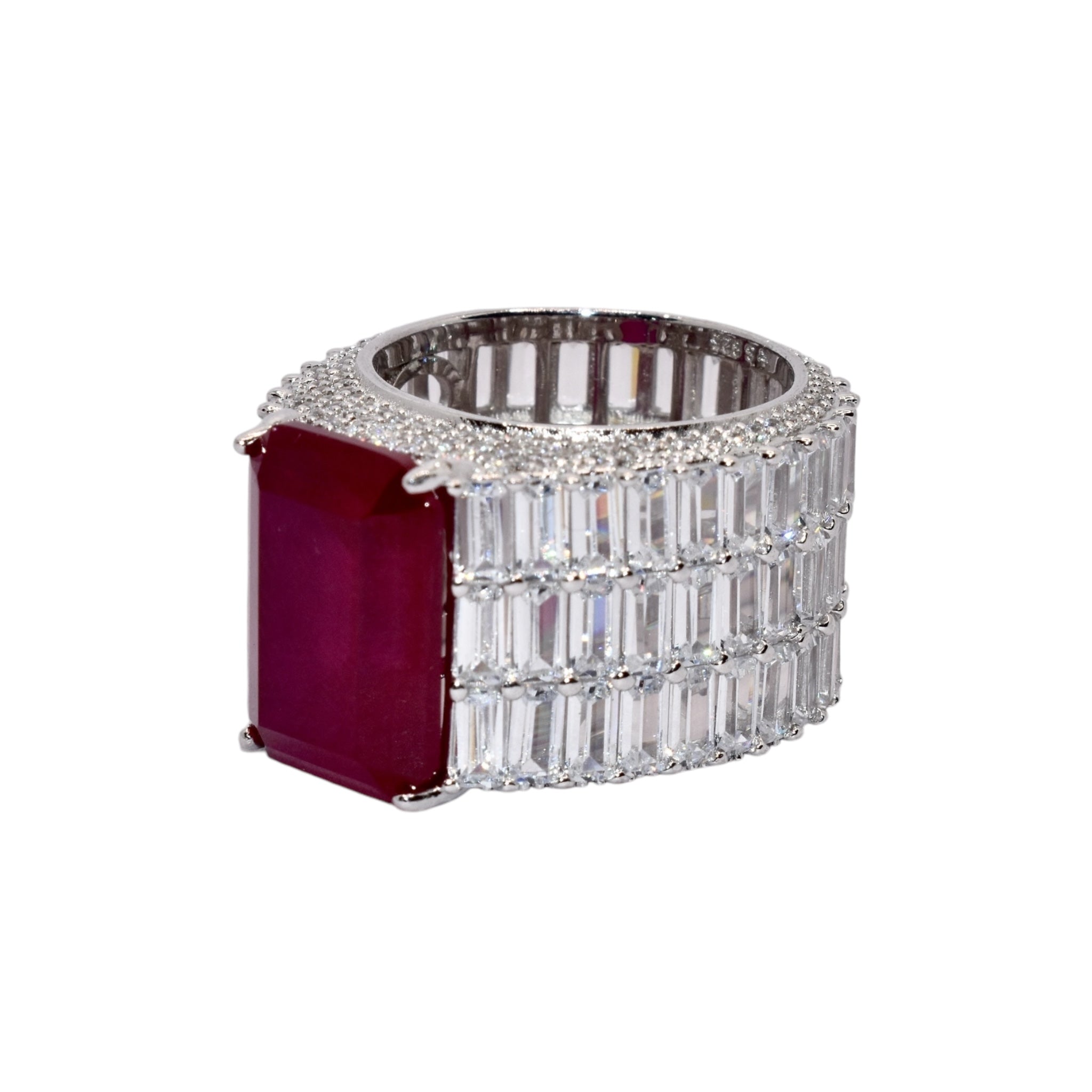 Ruby Emerald Cut Baguette Ring