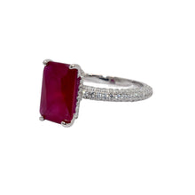 Ruby Coloured Emerald Cut Ring