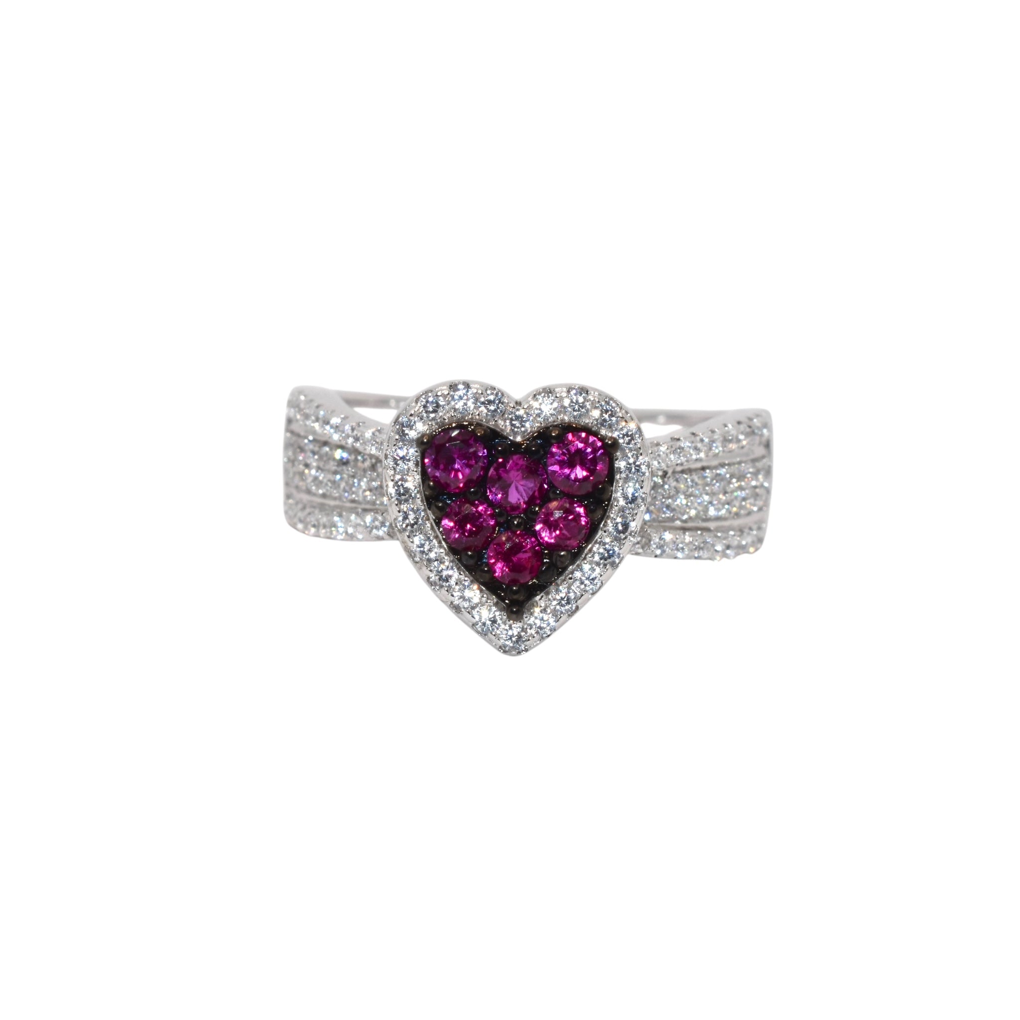Ruby Coloured Heart Shape Ring
