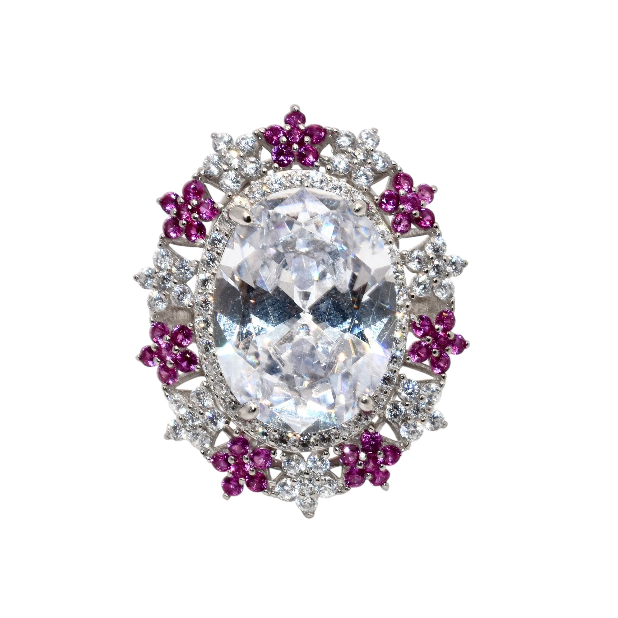Halo Oval Cocktail Ring With Ruby Finish