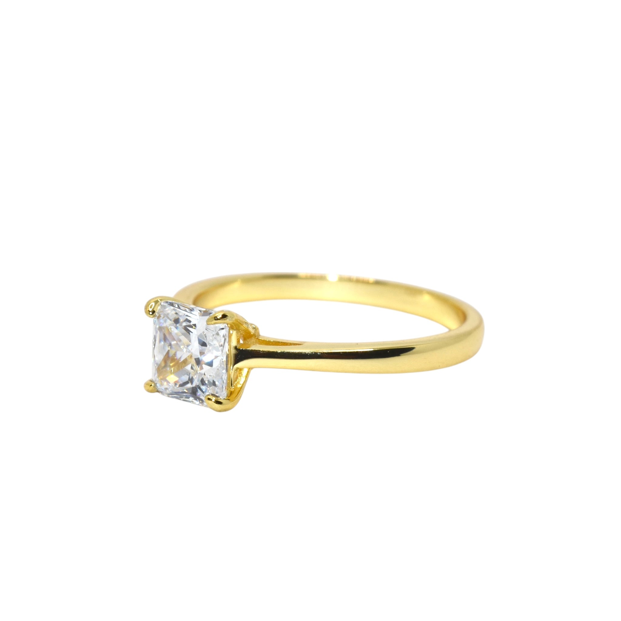 Gold Coloured Cushion Cut Ring