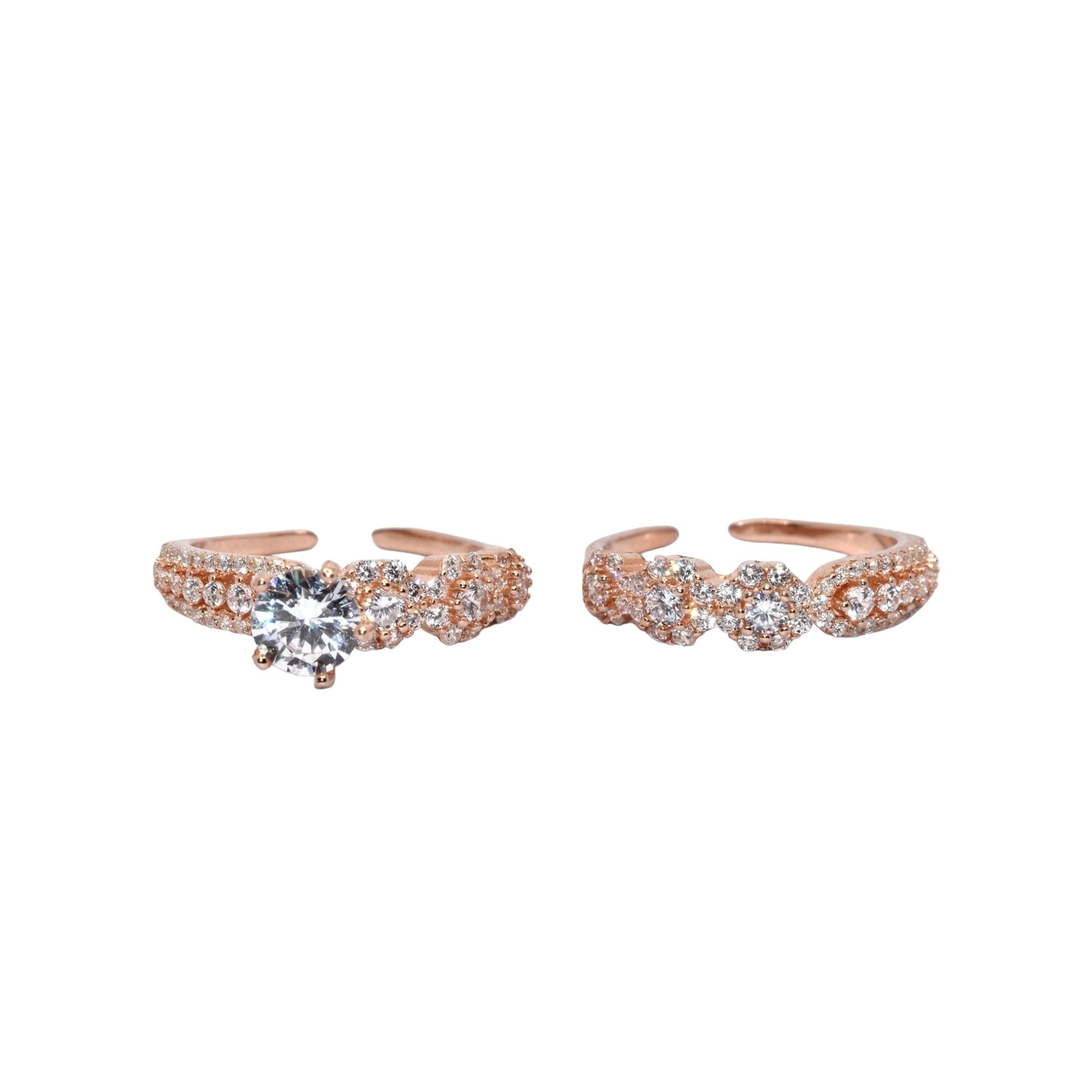 Adjustable Rose Gold Dual Set Ring