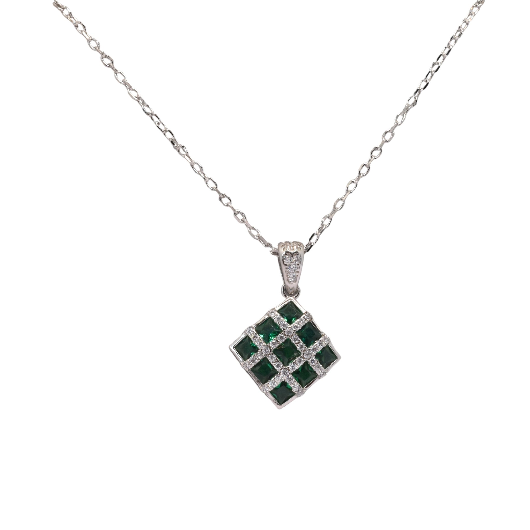 Emerald Coloured Chain Pendant