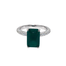 Emerald Coloured Emerald Cut Ring