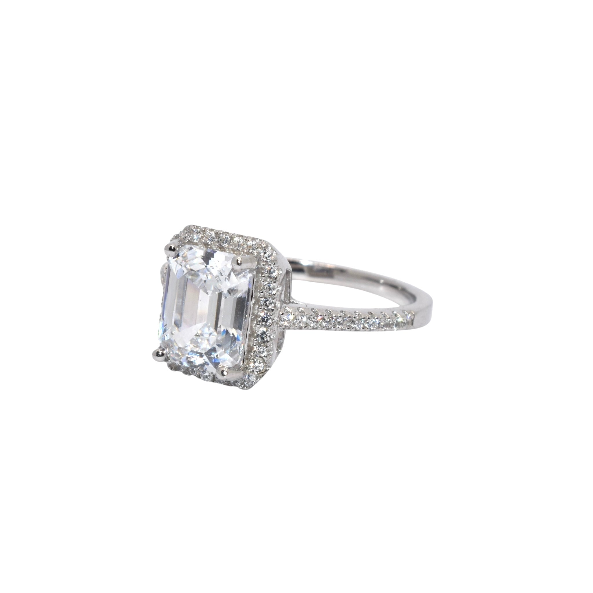 Halo Emerald Cut Ring
