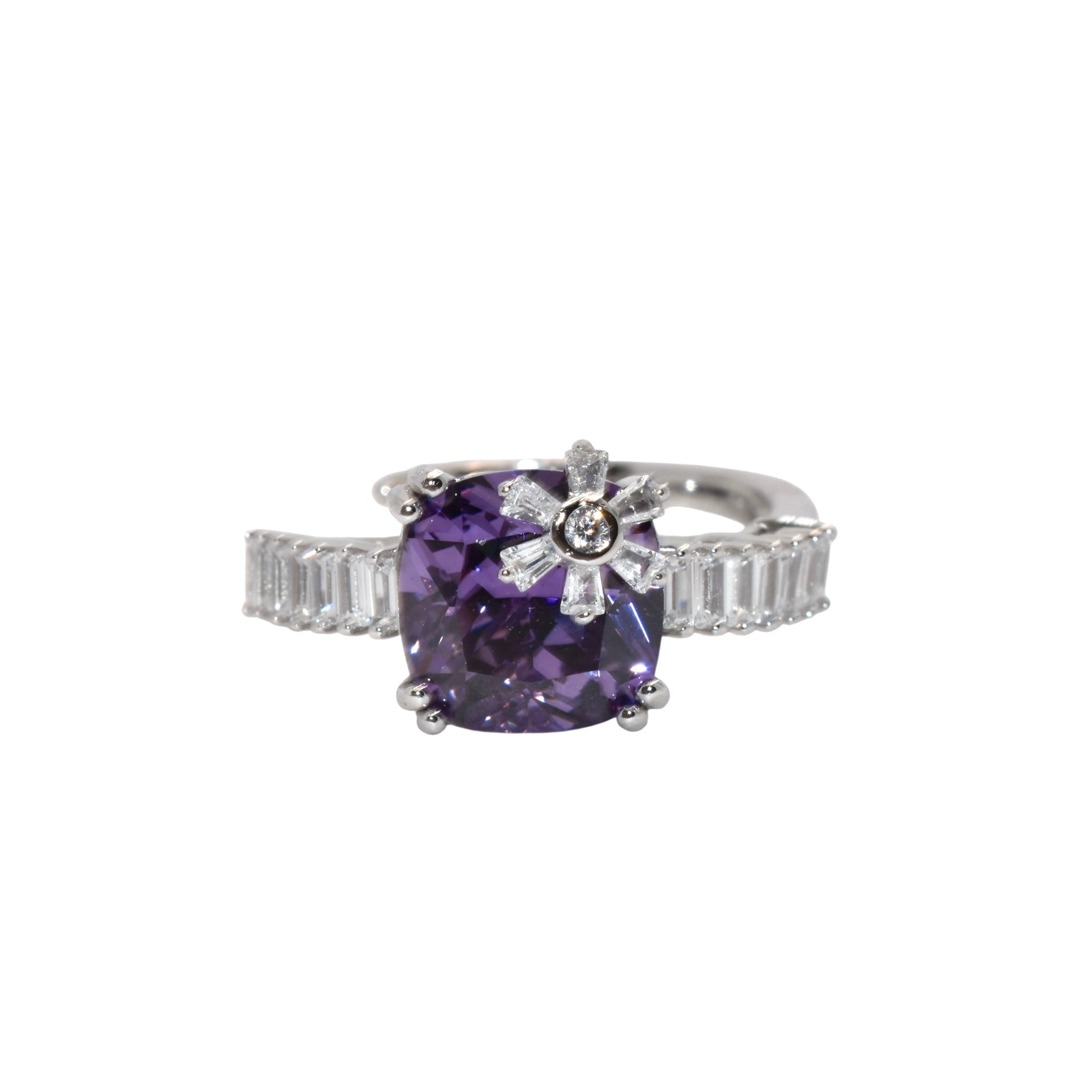 Violet Coloured Baguette Ring
