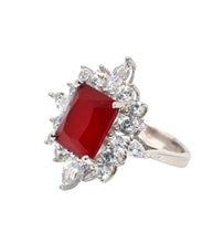 Ruby Coloured Emerald Cut Ring