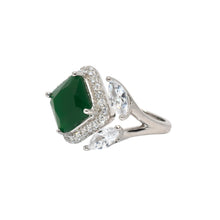 Emerald Coloured Cushion Cut Ring