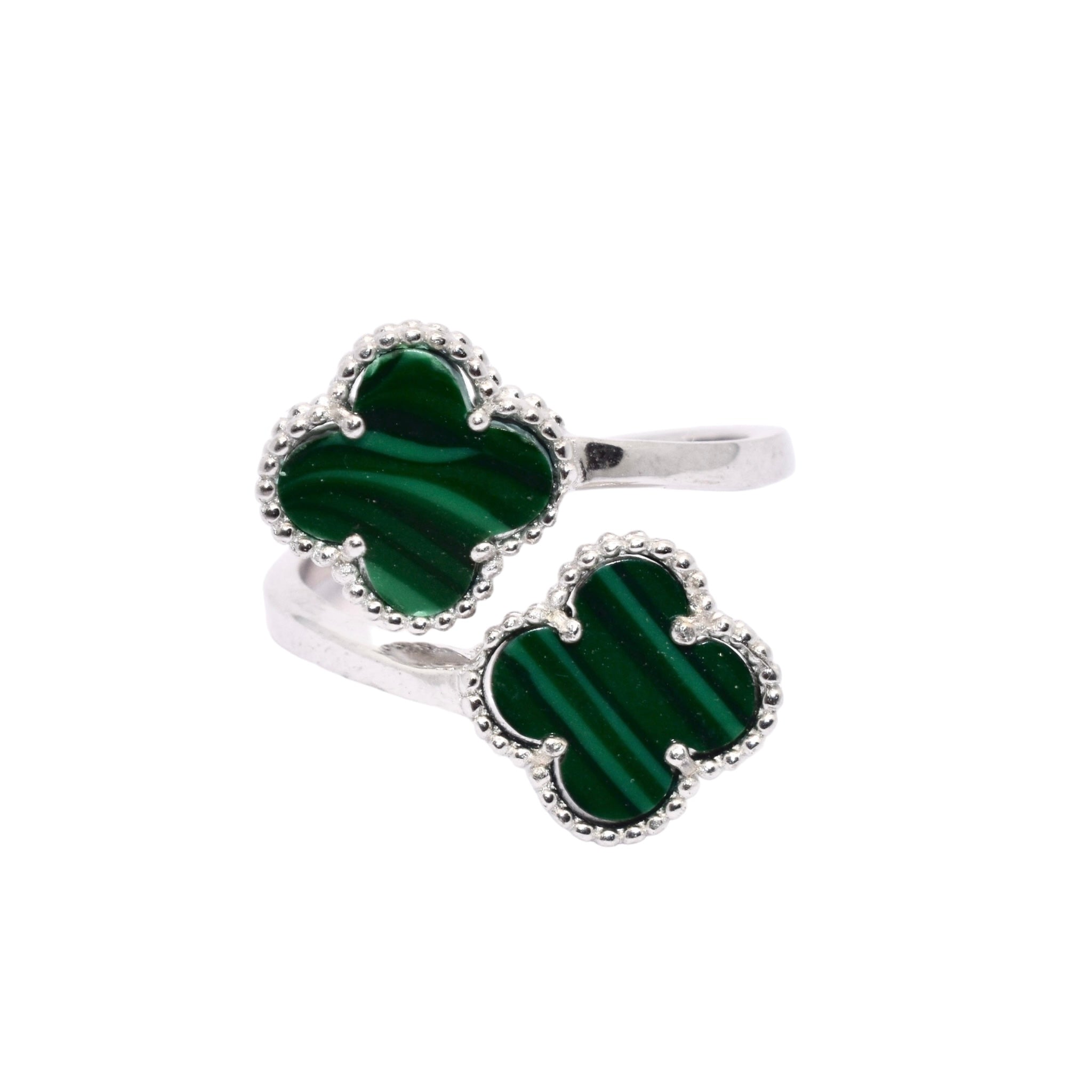 Adjustable Emerald Clover Ring