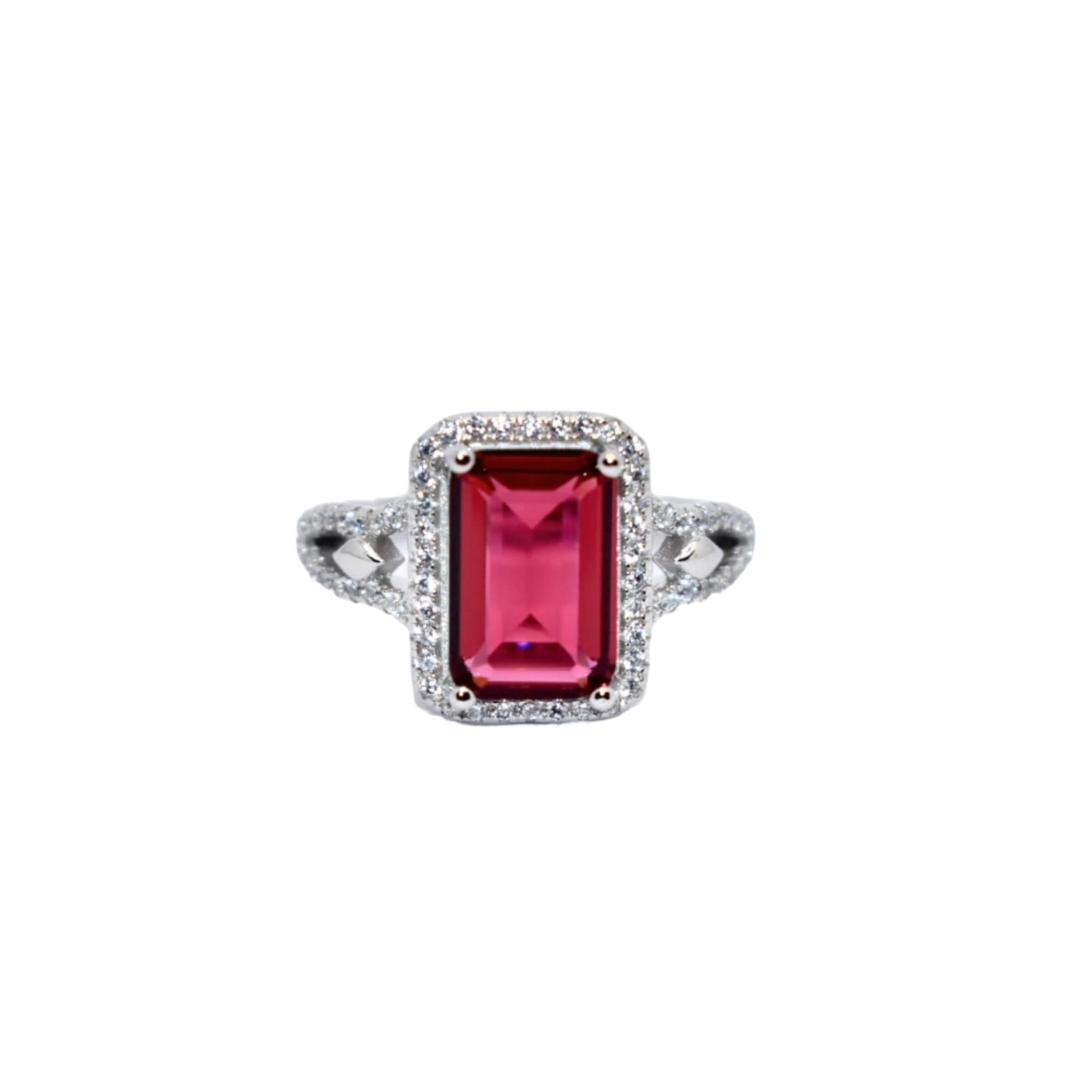 Halo Ruby Coloured Ring