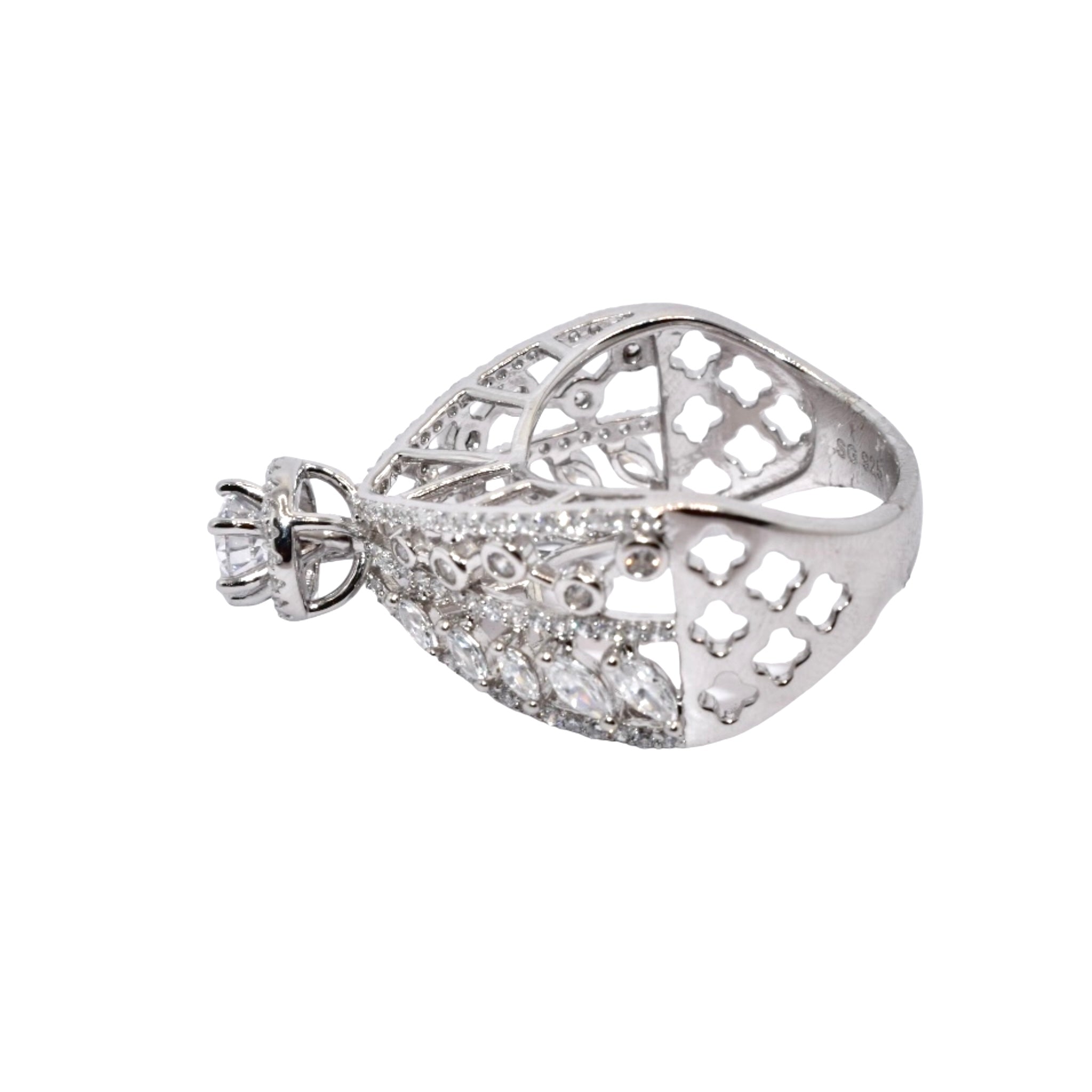 Halo Solitaire Cocktail Ring