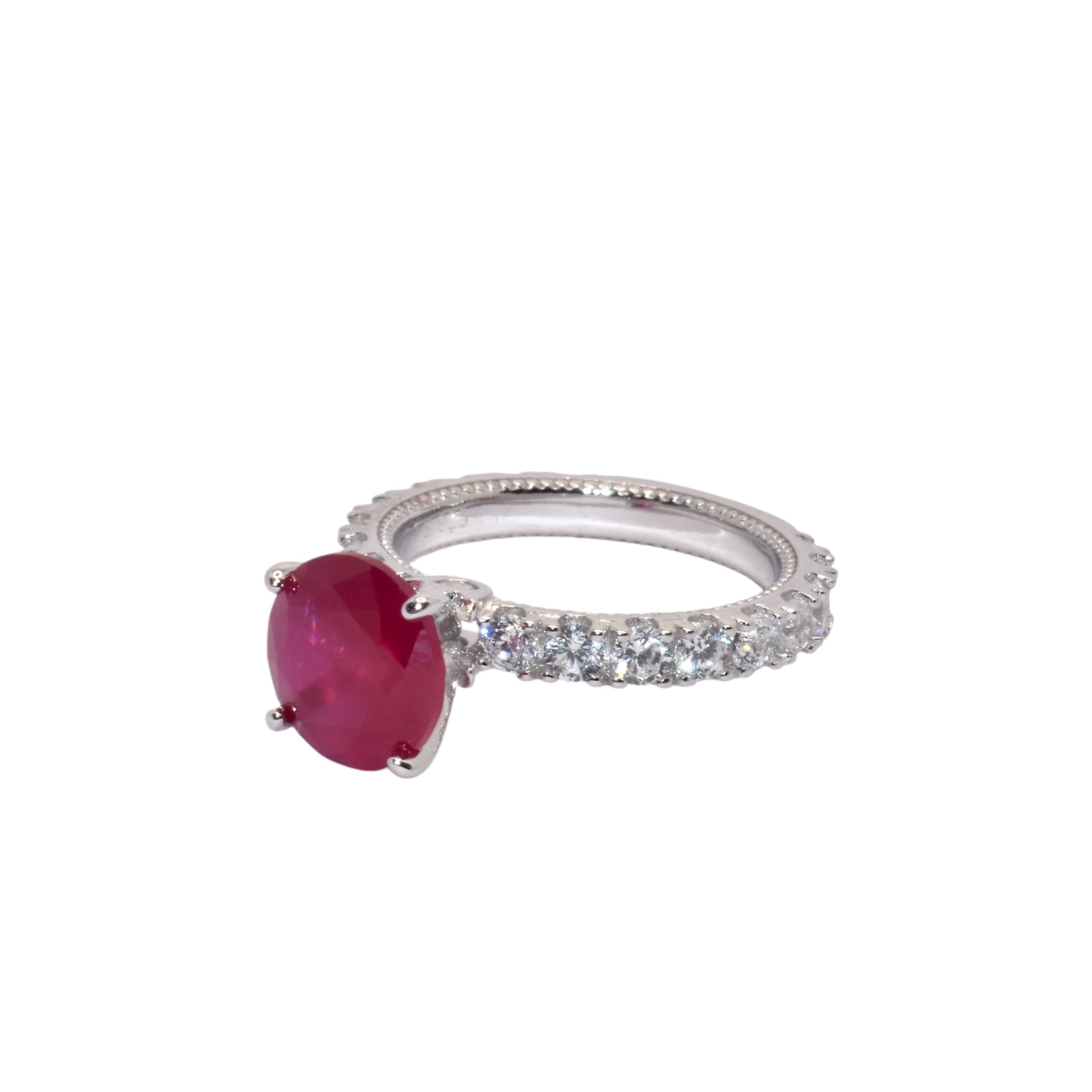 Ruby Coloured Solitaire Ring