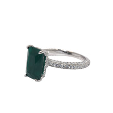 Emerald Coloured Emerald Cut Ring