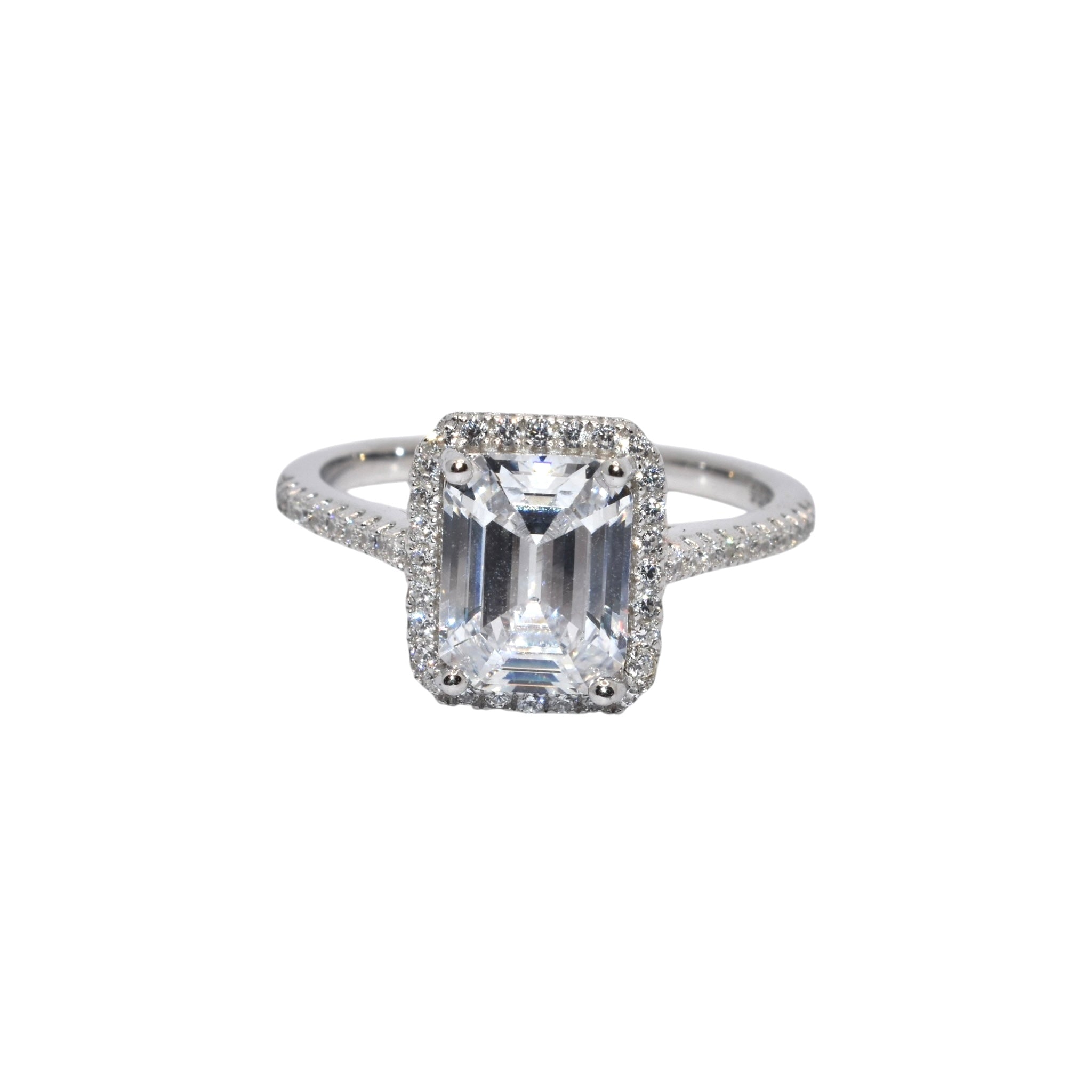 Halo Emerald Cut Ring