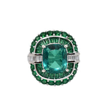 Emerald Coloured Cocktail Baguette Ring