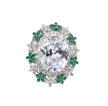 Emerald Coloured Oval Shape Cocktail Ring