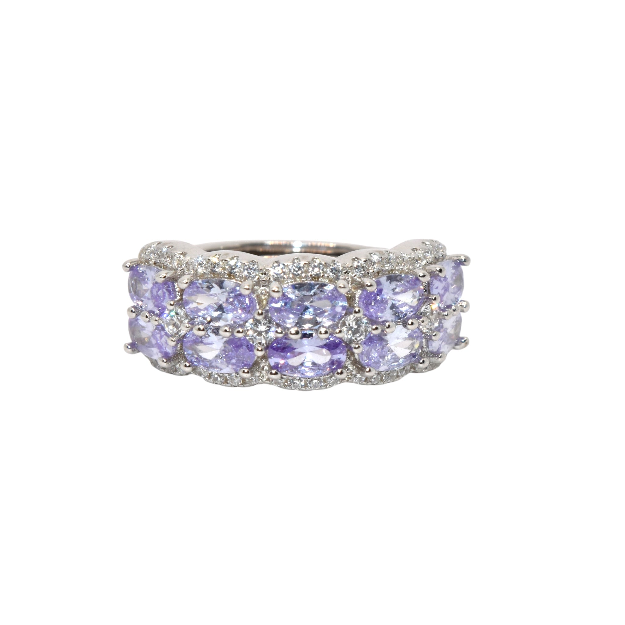 Lilac Coloured Oval Shape Band Ring