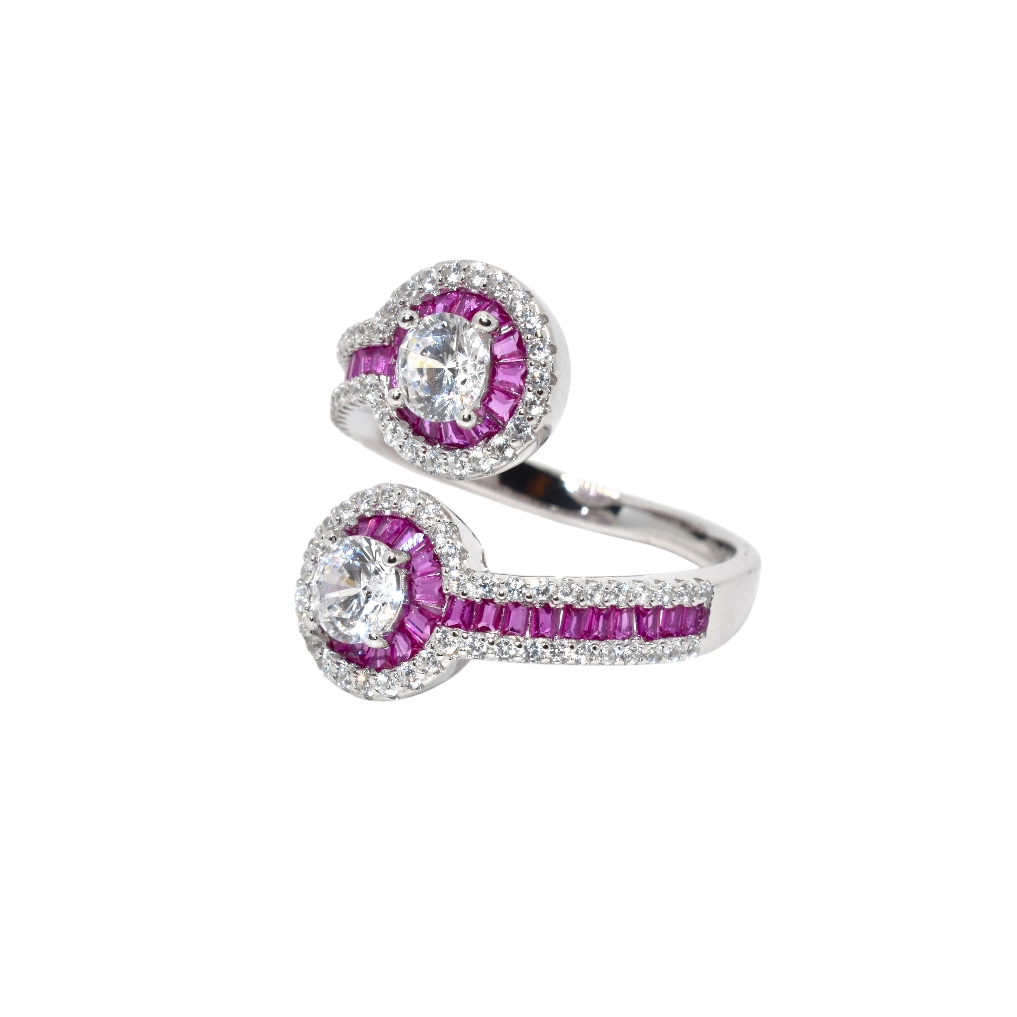 Ruby Coloured Baguette Ring