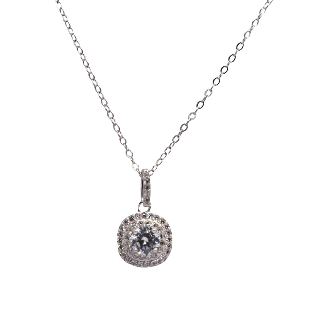 Double Halo Solitaire Chain Pendant