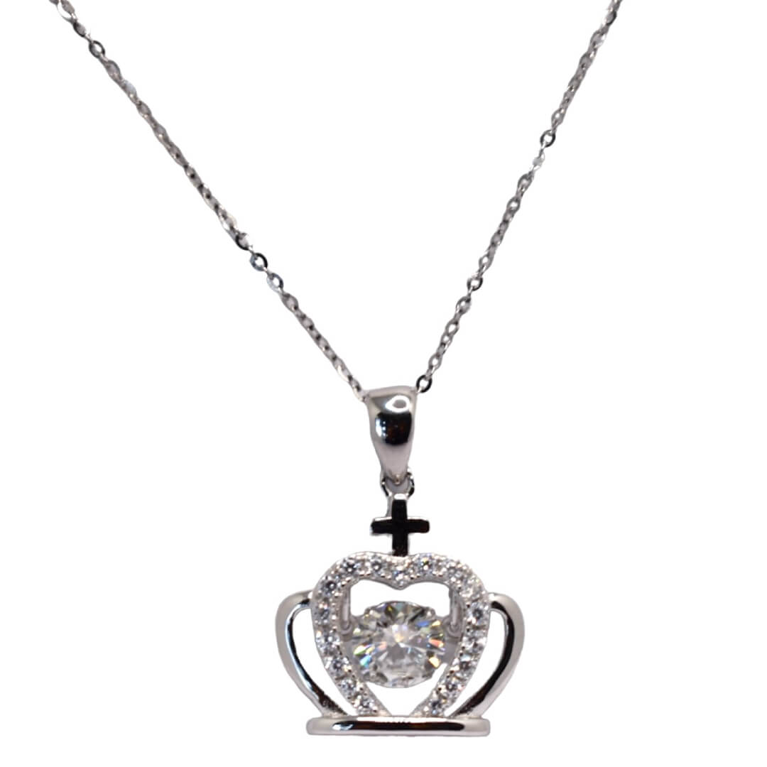 Moissanite Solitaire Crown Chain Pendant