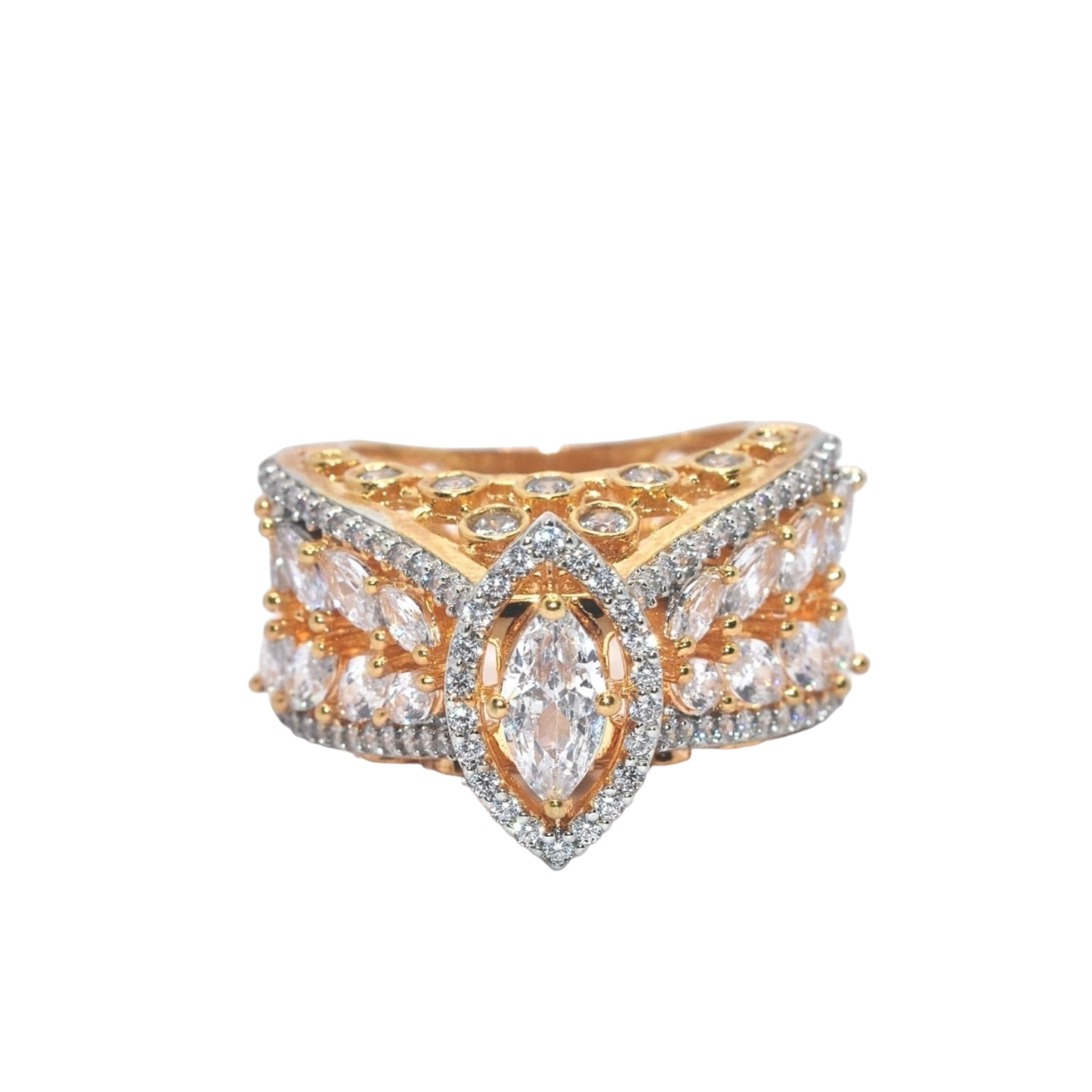 Gold Plated Marquise Shape Cocktail Ring