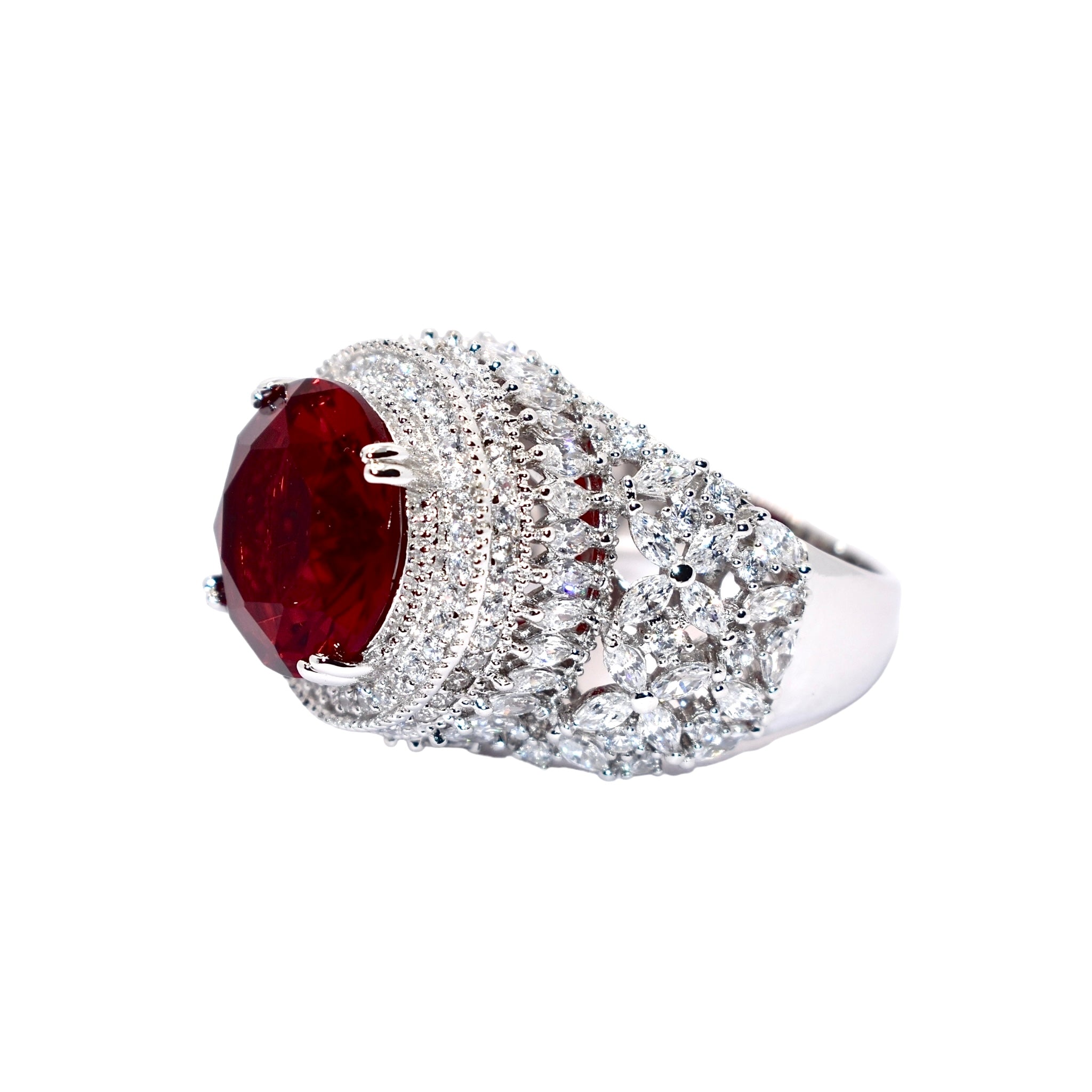 Crimson Bloom Ruby Ring