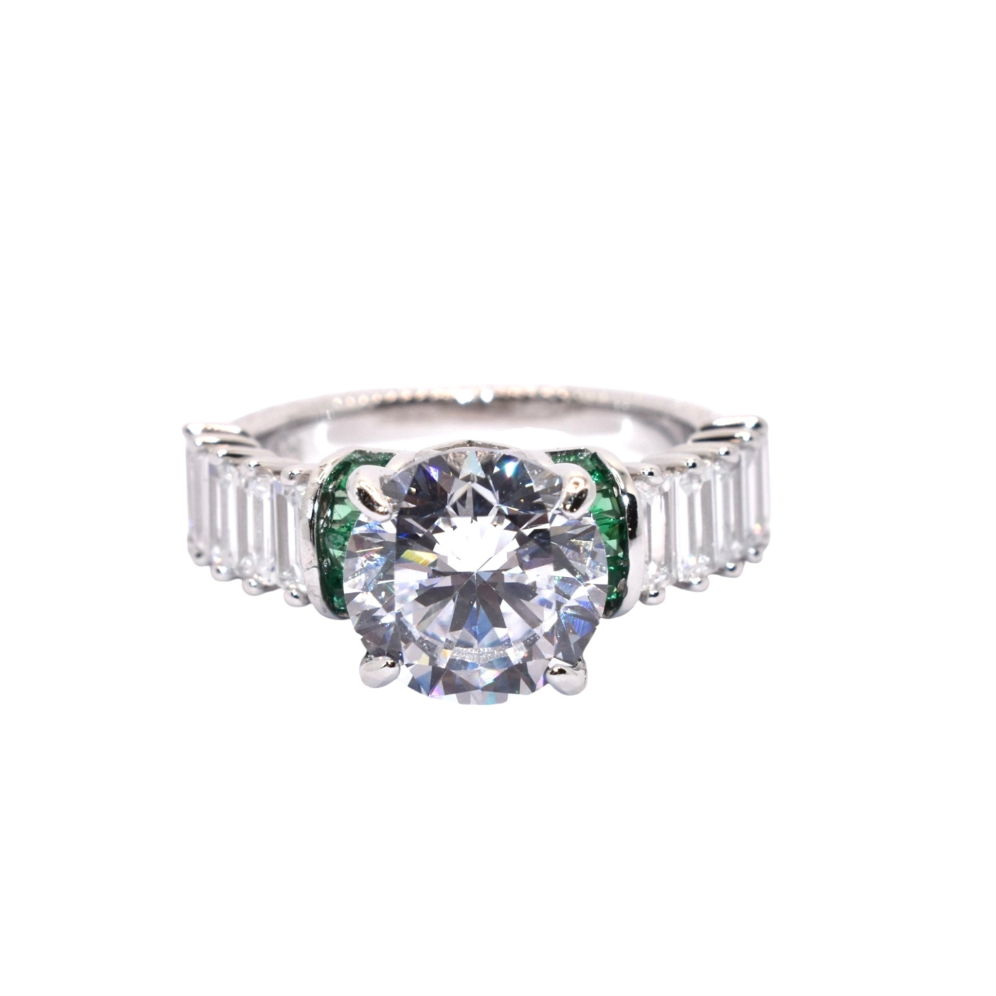 Solitaire Ring With Emerald Coloured Finish