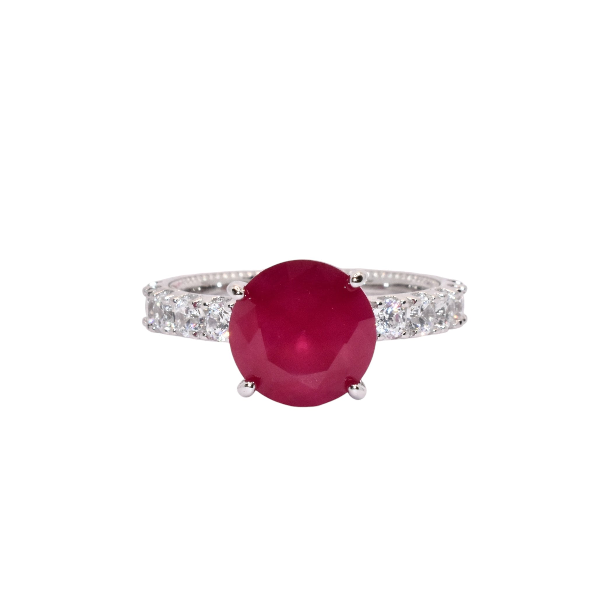 Ruby Coloured Solitaire Ring