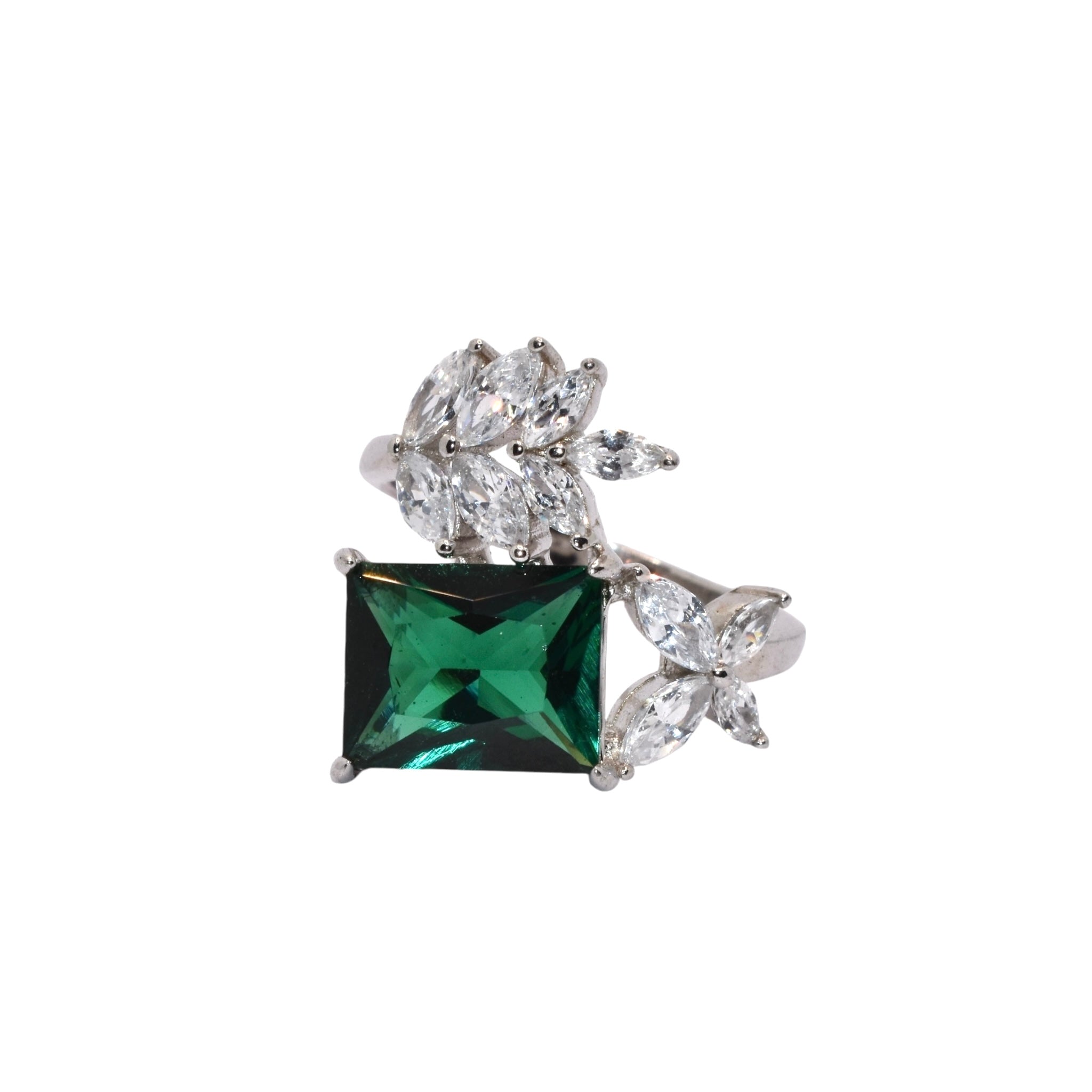 Emerald Coloured Cushion Cut Ring