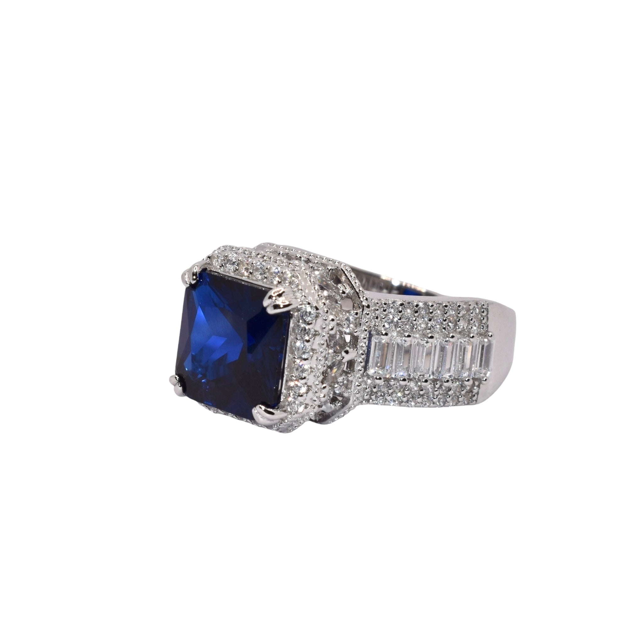 Sapphire Coloured Baguette Ring