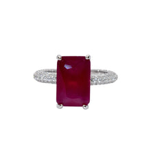 Ruby Coloured Emerald Cut Ring