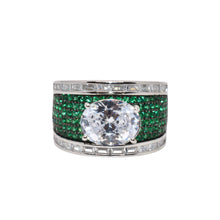 Emerald Coloured Oval Solitaire Ring