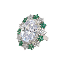 Emerald Coloured Oval Shape Cocktail Ring