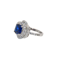 Sapphire Coloured Cushion Cut Ring