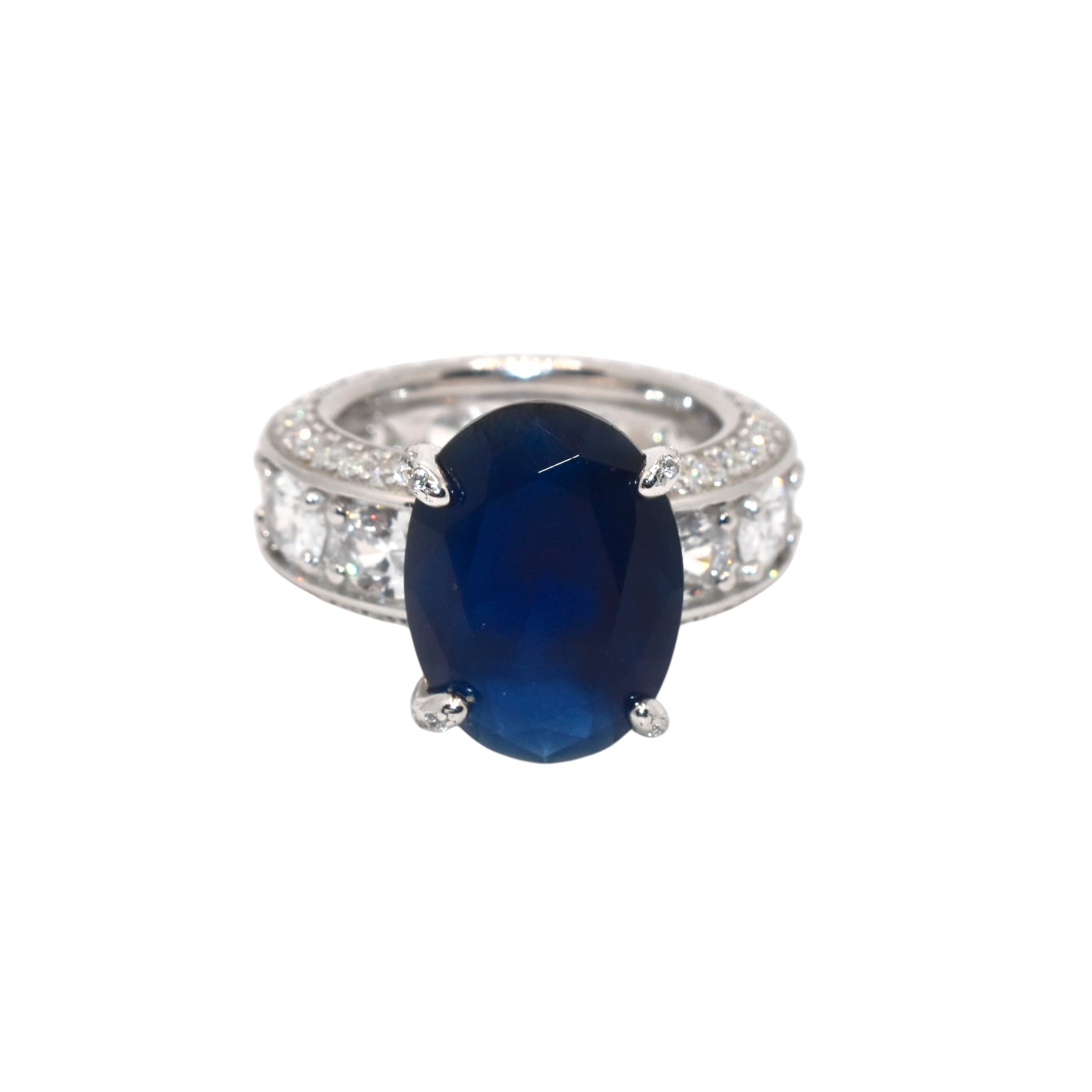 Sapphire Coloured Oval Shape Ring