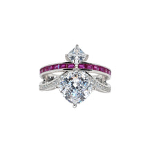 Cushion Cut Ruby Coloured Baguette Ring
